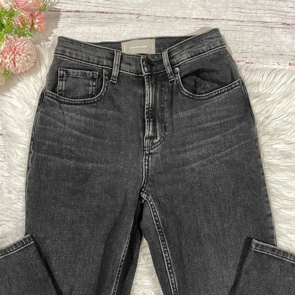 Everlane High Rise Slim Straight Ankle Washed Black Jeans - Picture 6 of 11